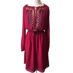Altuzarra X Target Women's Red Ruby Gold Sequins Stitching Blouson Dress 4